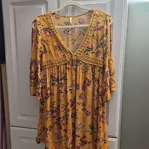 ⚜️Mittoshop Yellow Floral Dress